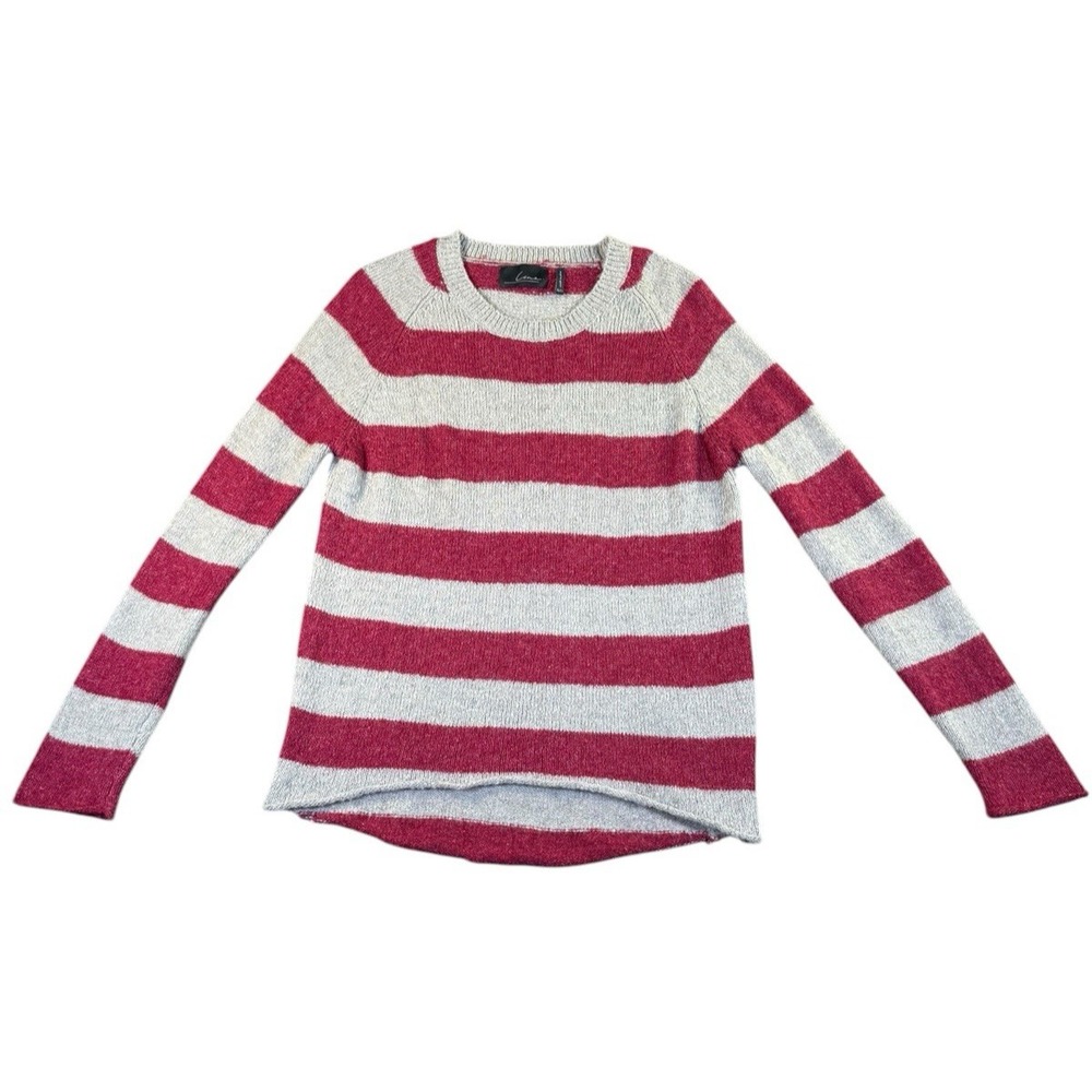 Line the Label Red & Gray Striped Cozy Knit Sweater Womens Size S/P